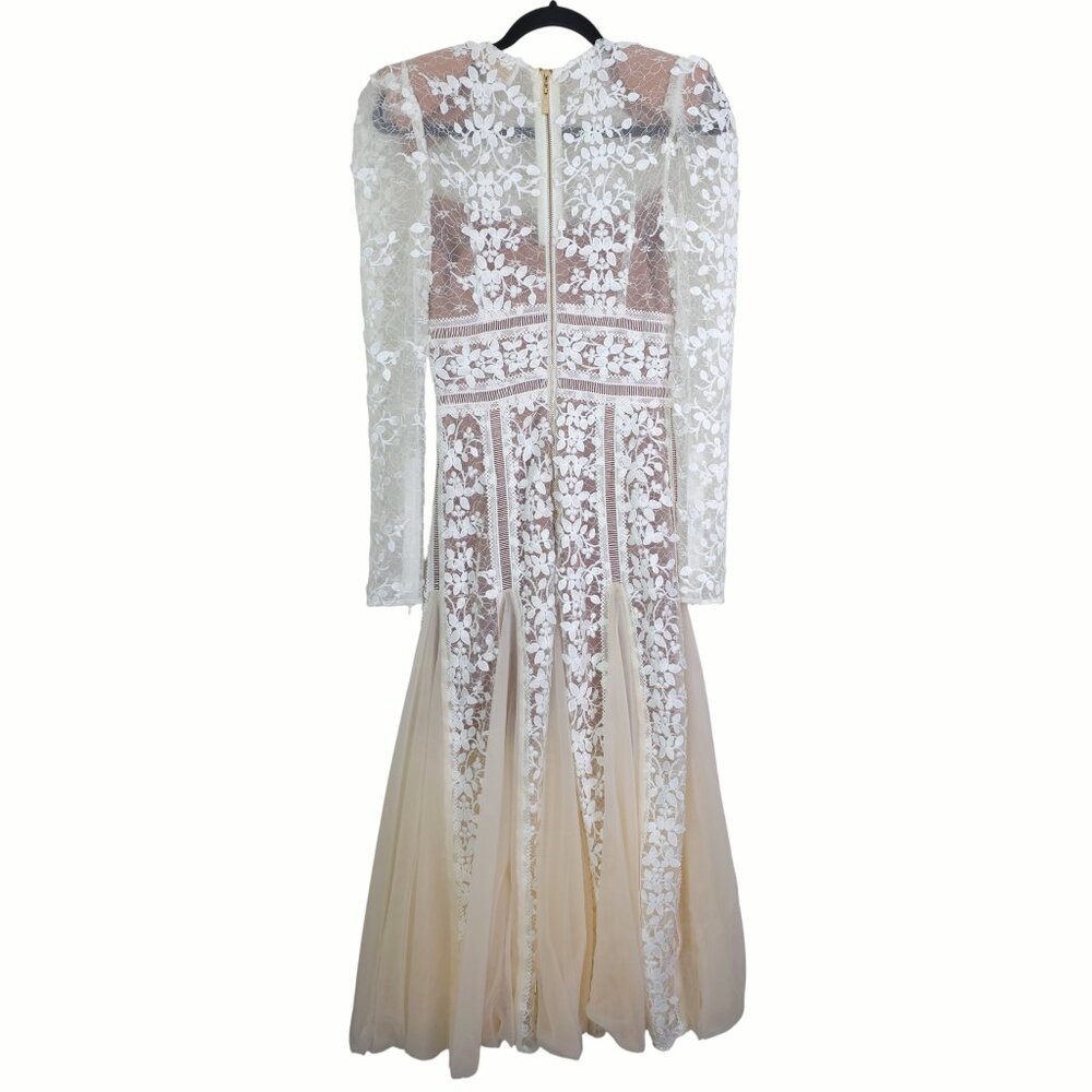 Bronx and Banco‎ Megan Midi Dress White Floral Embroidered Mesh Bridal Size XS - Picture 7 of 16
